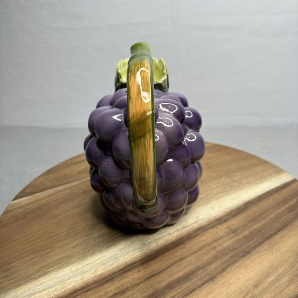 Vintage 8" Haldon Group Grapes Cluster Ceramic Pitcher Hand‎ Painted 1982 Used - Picture 2 of 9